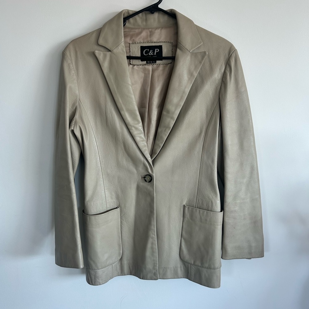 C&P Beige Leather Jacket - image 2